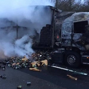 M6 lorry fire: Full re-opening of motorway unlikely 'until tonight' - http://bbc.in/2m2fzXX (pictures from Highways England and Staffordshire Fire and Rescue) | BBC Stoke & Staffordshire