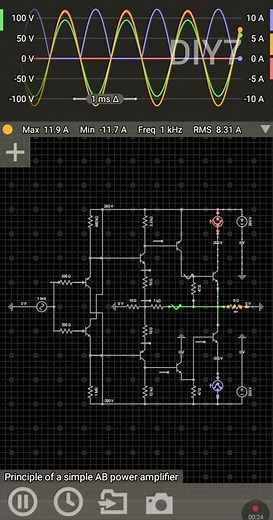 Principle of a simple AB power amplifier