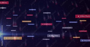 Cursor clicking play prompt causing labels sliding highlighting fading and revealing notifications