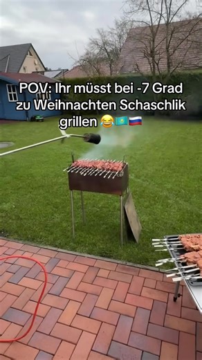 Schaschlik Grillen bei Minusgraden zu Weihnachten