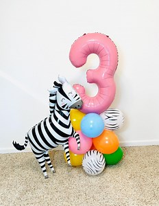 Party Animal Balloons, Zebra Balloon, Party Animal, Party Animal Birthday, Party Animal Theme, Zebra Birthday, Wild & Three, Safari Party - Etsy