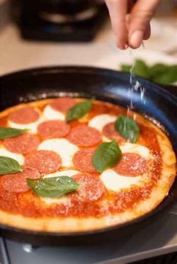 Pizza al sartén 🍕😋 #pizza #recetas #recipes