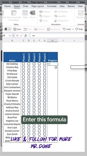 How to create check box ☑️ progress in excel