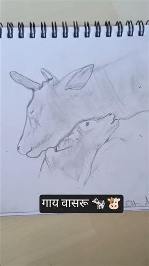 🐄गाय वासरू sketch🐮#artstyle #pencilsketch #ytshortsindia #viralshorts #art #viralshort #ytviral