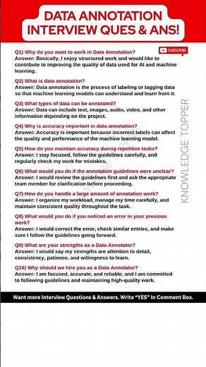 Data Annotation Interview Questions and Answers