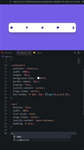 🚀 Animated Bottom Navigation Bar Using HTML CSS & JavaScript ✨ | Frontend Project #shorts #frontend