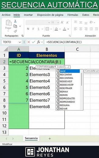 How to generate an automatic number sequence in Excel