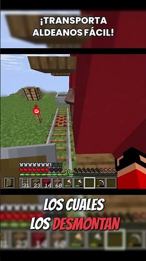 ¡Transporta aldeanos en minecraft como un experto! 🚂 #minecraft #clips #aldeanos