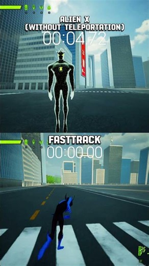 Alien X without teleportation VS Fasttrack New Speed Test ben 10 #shorts #highrpmshorts #ben10