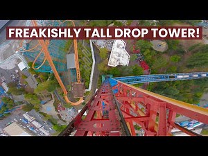 Lex Luthor Drop of Doom Straight Down POV! 415 Foot Tall 85 mph Drop Tower at Magic Mountain!