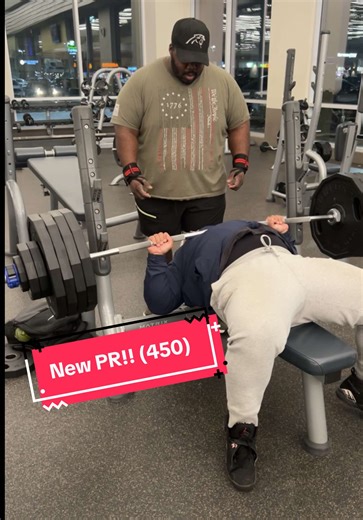 New Bench PR! 450lbs … Road to 500! #benchpresspr #benchpressprogression #personalrecord