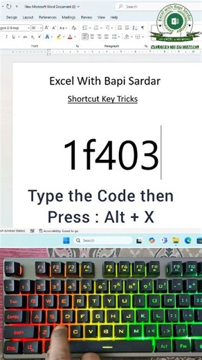 🐃 Create Buffalo Emoji in Microsoft Word (Shortcut Code!) Caption / Description: Want to insert the Buffalo 🐃 emoji in Microsoft Word without copying it from anywhere? Here’s the easy shortcut trick 👇 👉 Type 1F403 👉 Press Alt X ✨ Instantly, the Buffalo 🐃 emoji appears! A simple Unicode shortcut to save time and make your documents more creative and fun. Hashtags: #BuffaloEmoji #MicrosoftWord #EmojiShortcut #AltX #WordTips #ShortcutKeys #UnicodeTrick #OfficeTips #TechShortcuts #LearnMSWord 