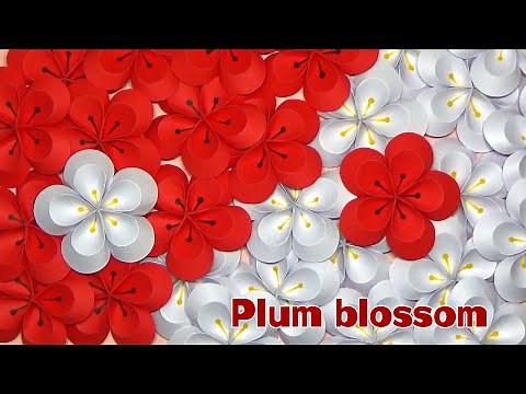 （紙で作る）2月の花 簡単で可愛い！梅の花の作り方【DIY】(paper craft) Easy and cute! Plum blossom