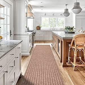 3'x4' Runner Rug – Indoor Outdoor Utility Carpet,Large Waterproof Rugs with Non Slip Rubber Backed for Hallway Kitchen Entryway Balcony Garage Stair Laundry, Brown Striped