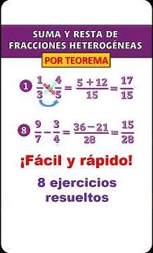 Suma y resta de fracciones heterogéneas por teorema | 8 ejercicios resueltos | #fracciones