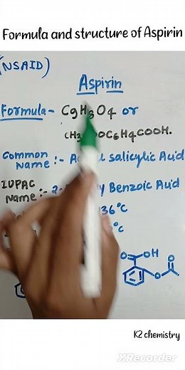 formula and structure of aspirin l Aspirin chemical formula l structure of Aspirin chemistry l