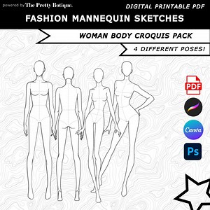 Fashion Croquis Template PDF: Female Figure Sketch Planner - Etsy UK