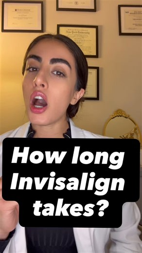 Dentist NYC | Cosmetic Dentist | Veneers & Invisalign on Instagram: "How long does Invisalign take? The honest answer: it depends. Your bite, your tooth movement, and how consistently you wear your aligners all matter. Some Invisalign cases take 6 months, others take 12–18 months. Rushing treatment can compromise results. A proper Invisalign consultation gives you a realistic timeline and the best version of your smile. #InvisalignNYC #InvisalignTimeline #ClearAligners #SmileTransformation #Cosm
