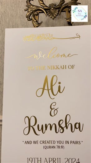 Nikkah Welcome sign ✨Dm to order✨ #wedding#fypage#nikkahceremony#viral#fyp#entrance#welcomesign #foryou#desi#xybca#foryoupage#trending#weddingseason#fypシ゚#fy #viral#birmingham#smallbusinesscheck #weddingday#smallbusiness #weddingtiktok