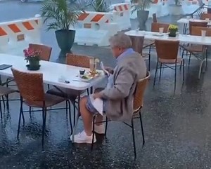 109K views · 4.3K reactions | A sudden downpour didn't deter this man from dining out at the Jersey Shore!  He was such a trooper, the restaurant tracked him down to treat him to a re-do without the rain.  | NJ.com | Facebook