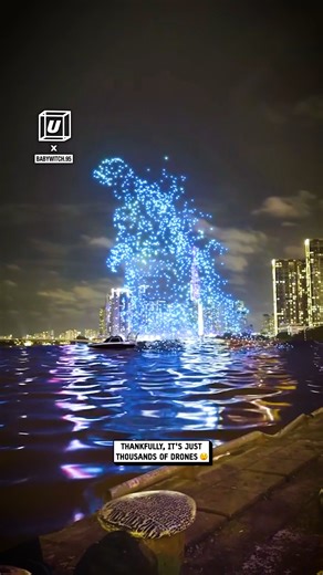 This drone Godzilla is insane 🔥😮 #godzilla #drones | UNILAD