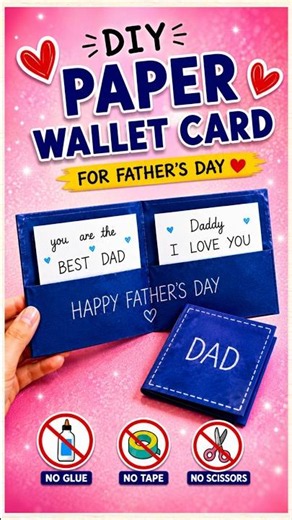 💙Easy Pocket Purse Card For Dad (No Glue) father's day gift idea💙