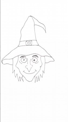 Easy Cartoon Witch Drawing Step by Step #shorts #youtubeshorts #ytshorts #halloweendrawing #art