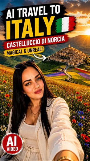AI Travel to Italy 🇮🇹 | Exploring the Magical Castelluccio di Norcia 🌸✨