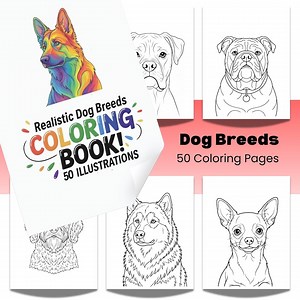 Realistic Dog Breeds Coloring Book | 50 Detailed Line Art Pages (digital Download) - Etsy