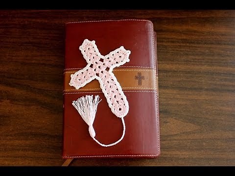 Beautiful Crochet Cross Bookmark tutorial - Left Handed
