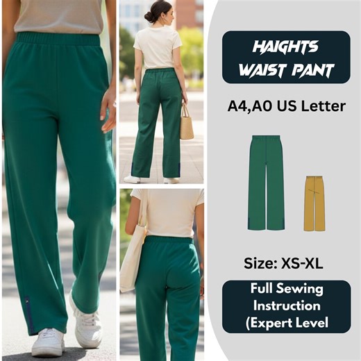 High Waist Pants Sewing Pattern PDF | Haights Waist Pants | A0 A4 US Letter | Digital Download With Instructions - Etsy