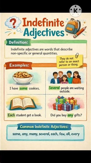 Indefinite Adjective - Definition and Examples #englishgrammarlearning