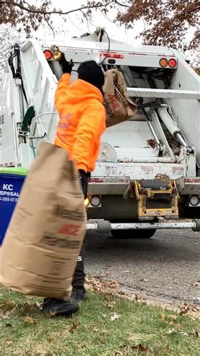 Rear Loader Garbage Trucks Collecting Compost #garbagecollection #garbagetrucks #shortsfeed #shorts