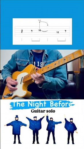 【TAB】 The Night Before / The Beatles【Guitar solo】#60s#shorts#fender#help#paulmccartney#ビートルズ#ギター