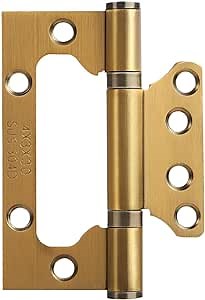 VOLUKA 12 Pack Non-Mortise Door Hinges - Easy to Install, 4" × 3" Stainless Steel Door Hinges - Smooth Movement and Heavy Duty, Brass