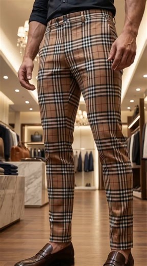 Men's Slim Fit Plaid Dress Pants #stretchypants #straightlegpants #casualpants