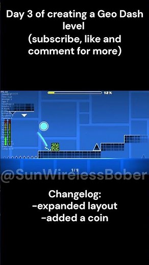 Day 3 of making my Geometry Dash level. #geometrydash #gd #gdlevel