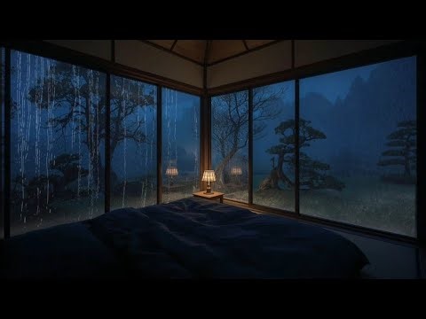 Steady Rain in a Cozy Cabin Bedroom | Warm Cozy Atmosphere for Deep Sleep