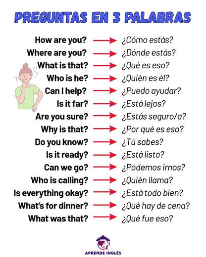 A veces menos es más! En inglés, no necesitas frases larguísimas para comunicarte. Estas preguntas de solo 3 palabras son súper comunes y te harán sonar mucho más natural. ✅ Check these out: Are you sure? (¿Estás seguro/a?) Can I help? (¿Puedo ayudar?) Is it far? (¿Está lejos?) Tip: Memorizar estructuras cortas te ayuda a ganar confianza y a reaccionar más rápido en una conversación real. 🚀 #ingles #english #englishteacher #inglesonline #educacion