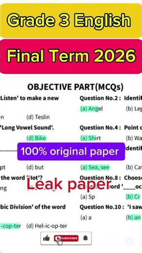 Grade 3 Science School Based Assessment 2026 – Final Term / Annual Term Paper (Version A & B.