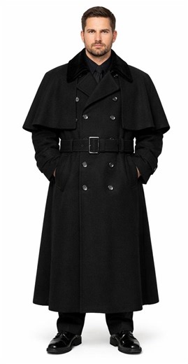 Men's Black Wool Inverness Trench Coat: Vintage Victorian Gothic Winter Long Coat - Etsy