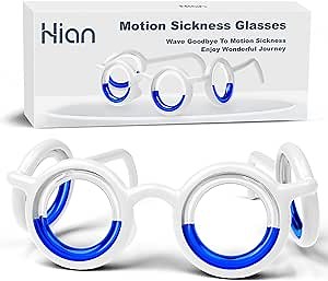 Hion Motion Sickness Glasses - Relieve Carsickness, Airsickness, Seasickness - Anti Nausea Vertigo Glasses, No Lens Liquid Glasses for Adults or Kids (1 Pair Without Bags)