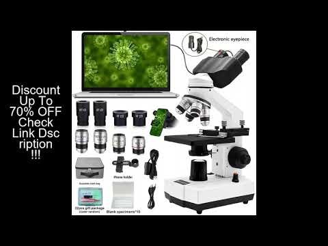 Professional 40X-2500X Binocular Compound Microscope with Abbe Condenser & LED Illumination, Include
