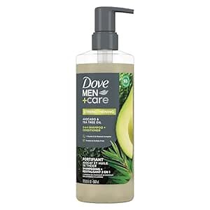 Dove Men+Care 2-in-1 Shampoo + Conditioner Avocado & Tea Tree Oil for Strengthening Hair, with Vitamin E & Mineral Complex, 17.5 oz