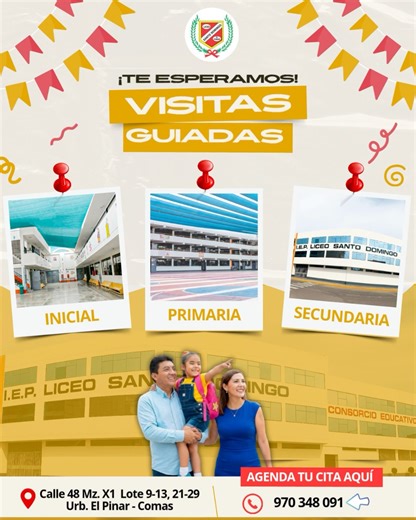 🎉📚 ¡COMENZAMOS MATRÍCULAS 2026! 📚🎉 ✨ Ven y descubre por qué el Liceo Santo Domingo es la mejor opción para tus hijos. 👶🧒👦 Inicial – Primaria – Secundaria 🏫 ¡Visitas guiadas disponibles para conocer nuestras instalaciones! 📍 Calle 48 Mz. X1 Lotes 9-13, 21-29 – Urb. El Pinar, Comas 📞 Escríbenos y agenda tu cita al: 970 348 091 ✨📲 🎈¡Te esperamos con los brazos abiertos para ser parte de la familia dominguina! ❤️🦁 | Colegio Liceo Santo Domingo-Oficial