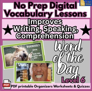 Vocabulary Bell Ringer Word of the Day Activities| NO PREP Google Slides