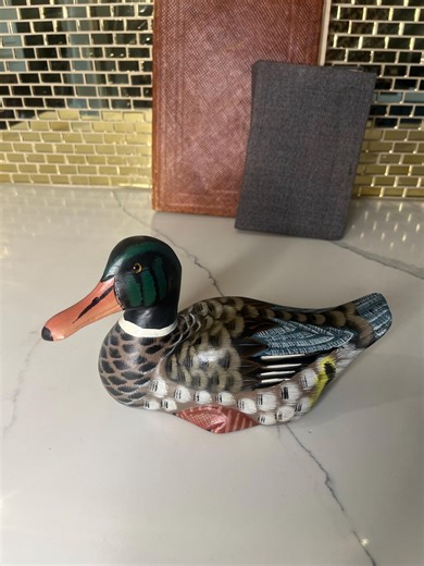 Hand Carved Mallard Duck Decoy | Hand Painted Wooden Bird Sculpture, Rustic Cabin Decor - Etsy