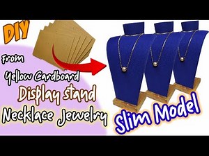 DIY Make a Display stand Necklace Jewelry with a Slim Model using yellow cardboard