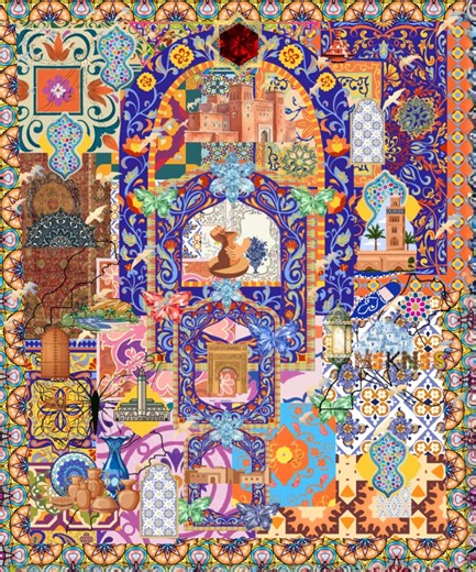 Moroccan Mosaic Collage Art PNG – Colorful Islamic Pattern Illustration Digital Download - Etsy