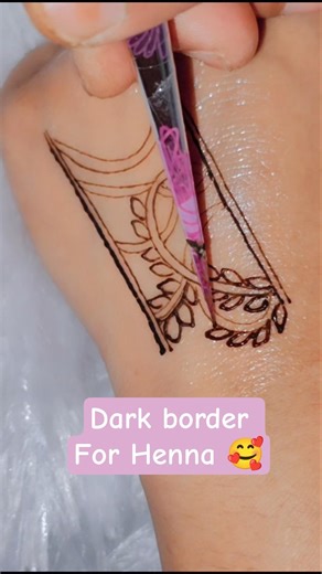 Dark Border Leaf Mehndi Design 🌾🌿| Elegant & Stylish Henna Art 🌙✨ #henna #hennadesign #mehndi #